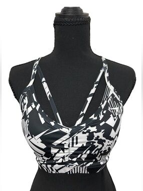 Gymshark Small Black White Racerback Strappy Energy Sports Bra Workout Exercise